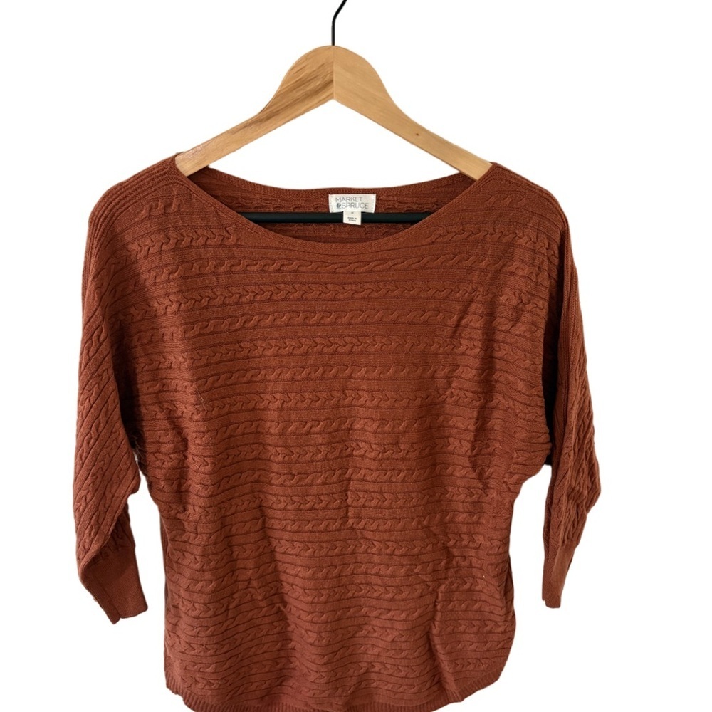 Market & Spruce Terracotta Cable Knit Sweater